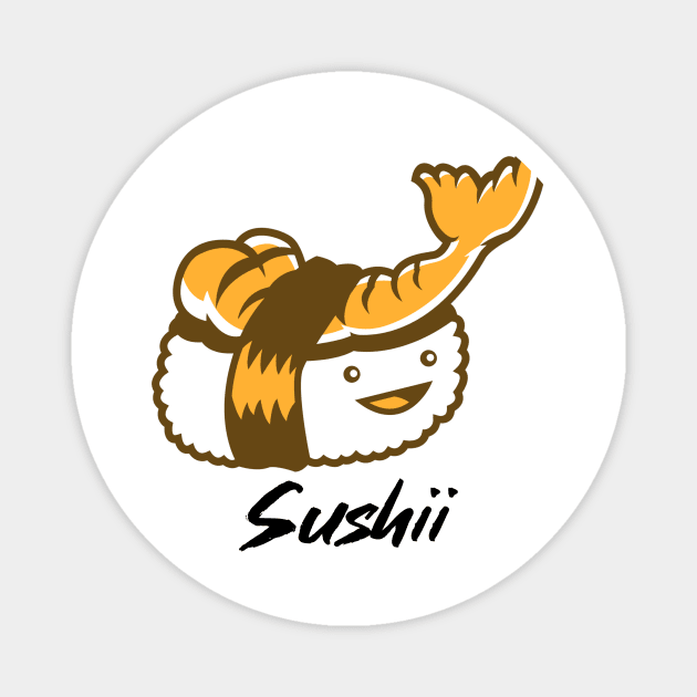 Sushi Fish Roll Cartoon Orange Magnet by ToddHeal